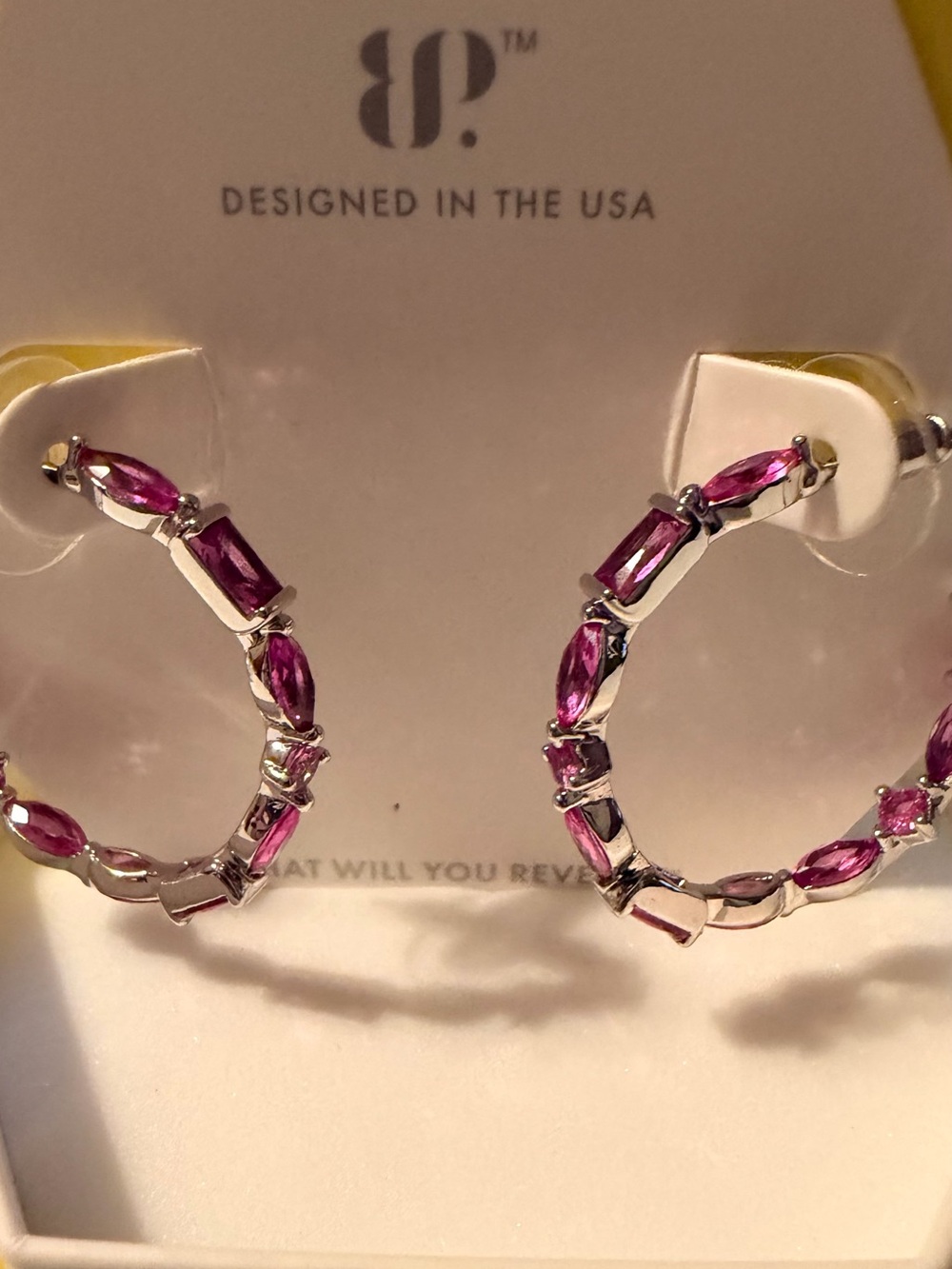 Pink Crystal Hoop Earrings